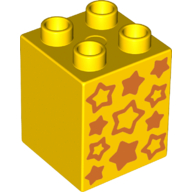 Duplo Stein 2 × 2 × 2 mit orangen Sternen (bedruckt)