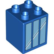 Duplo Brick 2 × 2 × 2 with Window 3 Pane Print Blau
