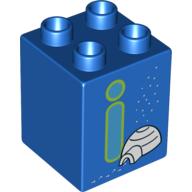 Duplo Brick 2 × 2 × 2 with 'I' and Igloo Print Blau