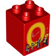 Duplo Brick 2 × 2 × 2 with 'O' and Orchestra Print Red