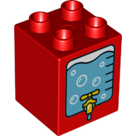 Duplo Brick 2 × 2 × 2 with Water Cooler with Tap Print Red