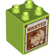 Duplo Brick 2 × 2 × 2 with Ham, 'WANTED' Poster Print Lime