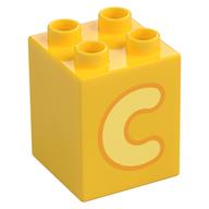 Duplo Brick 2 × 2 × 2 with Bright Light Yellow 'C' Print Yellow