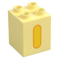 Duplo Brick 2 × 2 × 2 with Yellow 'I' Print Leuchtendes Hellgelb