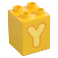 Duplo Brick 2 × 2 × 2 with Bright Light Yellow 'Y' Print Yellow
