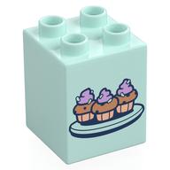 Duplo Brick 2 × 2 × 2 with Cupcakes on Plate print Hellaqua