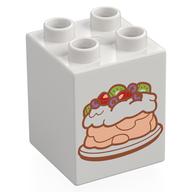 Duplo Brick 2 × 2 × 2 with Pavlova print White