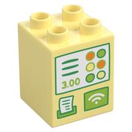 Duplo Brick 2 × 2 × 2 with Cash Register print Leuchtendes Hellgelb