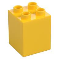 Duplo Brick 2 × 2 × 2 with Red Doll Print Yellow