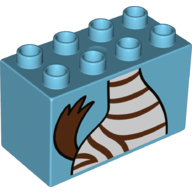 Duplo Brick 2 × 4 × 2 with Zebra Torso Print Medium Azure