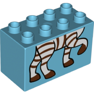 Duplo Brick 2 × 4 × 2 with Zebra Legs Print Medium Azure
