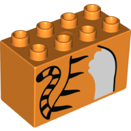 Duplo Brick 2 × 4 × 2 with Tiger Torso Print Orange