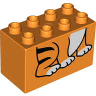Duplo Brick 2 × 4 × 2 with Tiger Legs Print Orange