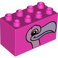Duplo Brick 2 × 4 × 2 with Flamingo Head Print Dunkelrosa