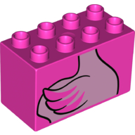 Duplo Brick 2 × 4 × 2 with Flamingo Torso Print Dunkelrosa