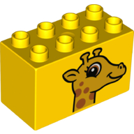 Duplo Brick 2 × 4 × 2 with Giraffe Head Print Gelb