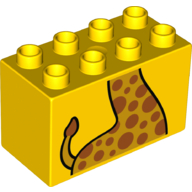 Duplo Brick 2 × 4 × 2 with Giraffe Torso Print Yellow