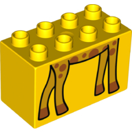Duplo Brick 2 × 4 × 2 with Giraffe Legs Print Yellow