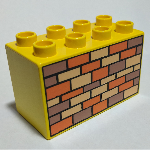 Duplo Brick 2 × 4 × 2 with Bricks Print Yellow