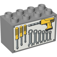 Duplo Brick 2 × 4 × 2 with Tools on Light Gray Background Print Hellblaugrau