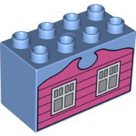 Duplo Brick 2 × 4 × 2 with Windows Print Medium Blue