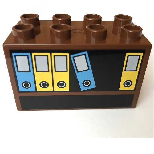 Duplo Brick 2 × 4 × 2 with Bookcase & Files Print Brown