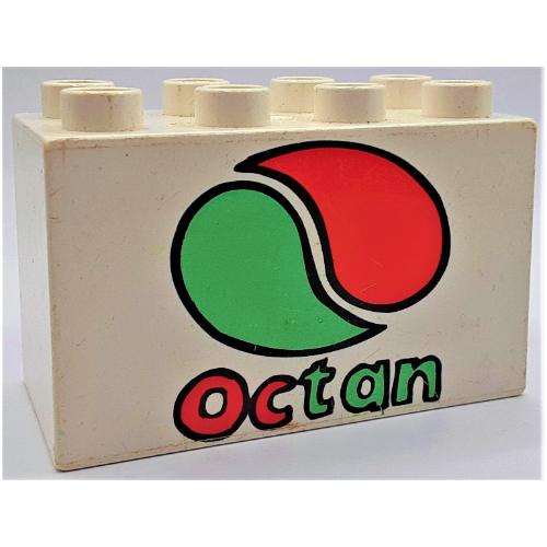 Duplo Brick 2 × 4 × 2 with Octan Logo Print White