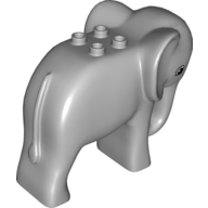 Duplo Animal Elephant, Adult, Stationary Head, Four Studs, Angular Eye Print Light Bluish Gray