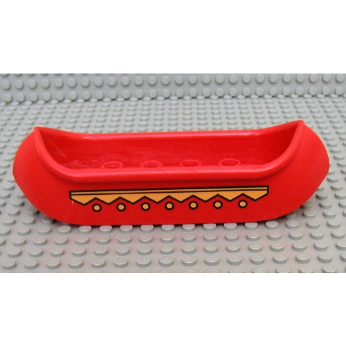 Duplo Boat / Canoe 2 × 8 with Yellow Zigzag Line and Dots Print Rot