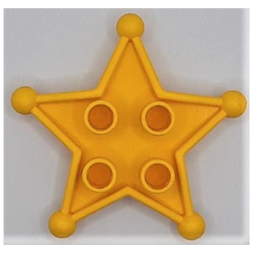 Duplo Sheriff Star with 2 × 2 Studs on Front, and Clip on Back (For Humans) Gelb