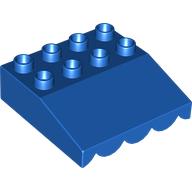 Duplo Roofpiece Slope 33 4 × 4 with Awning Overhang with 9 Bottom Tubes Blau