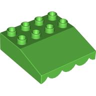 Duplo Roofpiece Slope 33 4 × 4 with Awning Overhang with 9 Bottom Tubes Bright Green