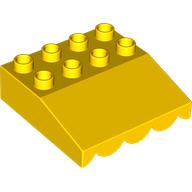 Duplo Roofpiece Slope 33 4 × 4 with Awning Overhang with 9 Bottom Tubes Yellow