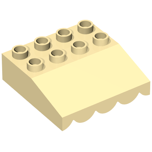 Duplo Roofpiece Slope 33 4 × 4 with Awning Overhang with 9 Bottom Tubes Beige