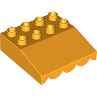 Duplo Roofpiece Slope 33 4 × 4 with Awning Overhang with 9 Bottom Tubes Leuchtendes Hellorange