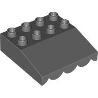 Duplo Roofpiece Slope 33 4 × 4 with Awning Overhang with 9 Bottom Tubes Dark Bluish Gray