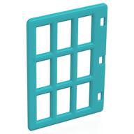 Duplo Door 1 × 4 × 4 with Nine Panes Medium Azure