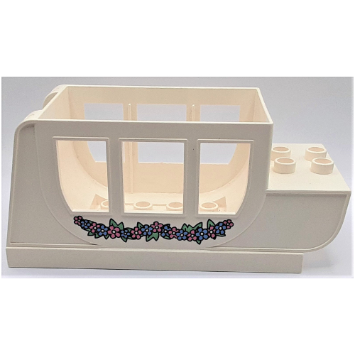 Duplo Horse Carriage Body with Flowers Print White