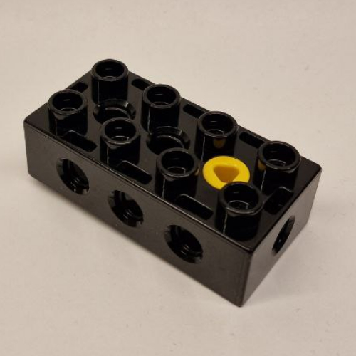 Duplo Toolo Brick 2 × 4 with Holes on Sides and Top and 1 Screw in Top Schwarz