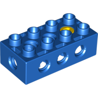 Duplo Toolo Brick 2 × 4 with Holes on Sides and Top and 1 Screw in Top Blau