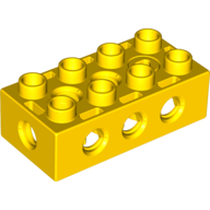 Duplo Toolo Brick 2 × 4 with Holes on Sides and Top and 1 Screw in Top Gelb