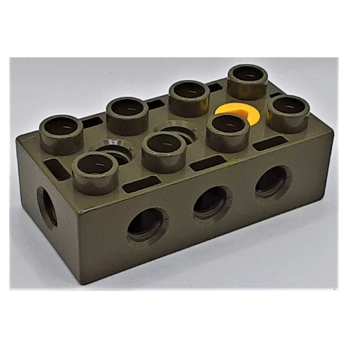 Duplo Toolo Brick 2 × 4 with Holes on Sides and Top and 1 Screw in Top Dark Gray
