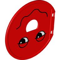 Duplo Ball Tube Exit Door with Half-Closed Eyes and Wavy Mouth Print Red