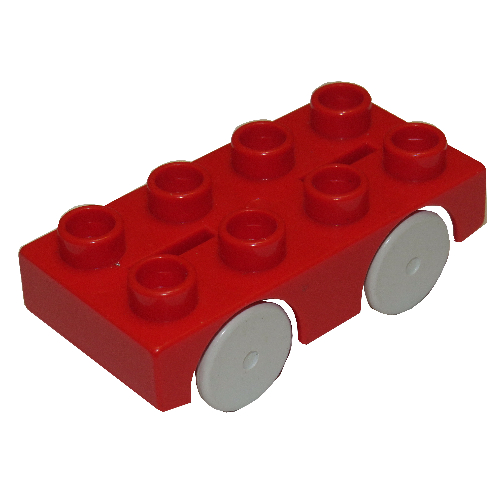 Duplo Car Base 2 × 4 with Light Bluish Gray Wheels (Brickrunner) Rot