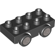 Duplo Car Base 2 × 4 with Silver Hubs on 4 Tires Print Black