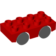 Duplo Car Base 2 × 4 with Dark Bluish Gray Wheels (Brickrunner) Rot