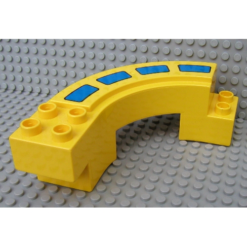 Duplo Road Section, Curve with Blue Stripes Print Yellow