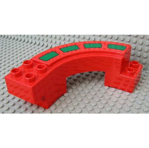 Duplo Road Section, Curve with Green Stripes Print Rot