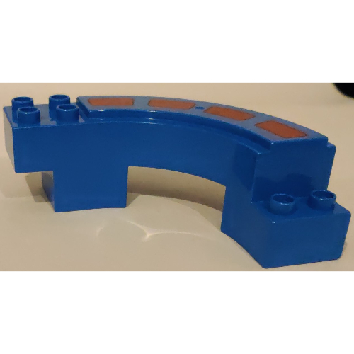 Duplo Road Section, Curve with Red Stripes Print Blau