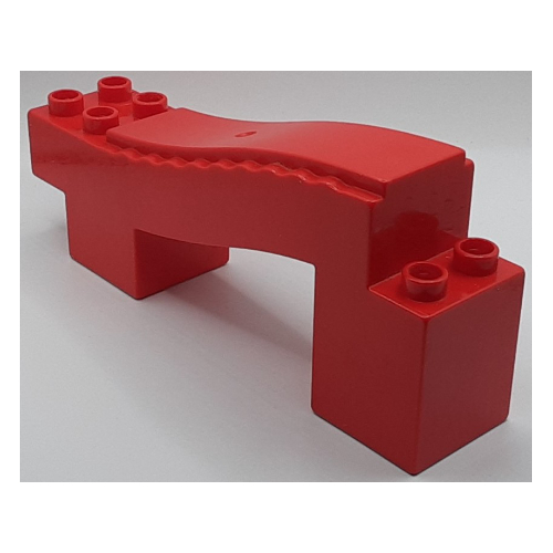 Duplo Road Section, Incline with 4 studs at Bottom, Bumpy Edges Red